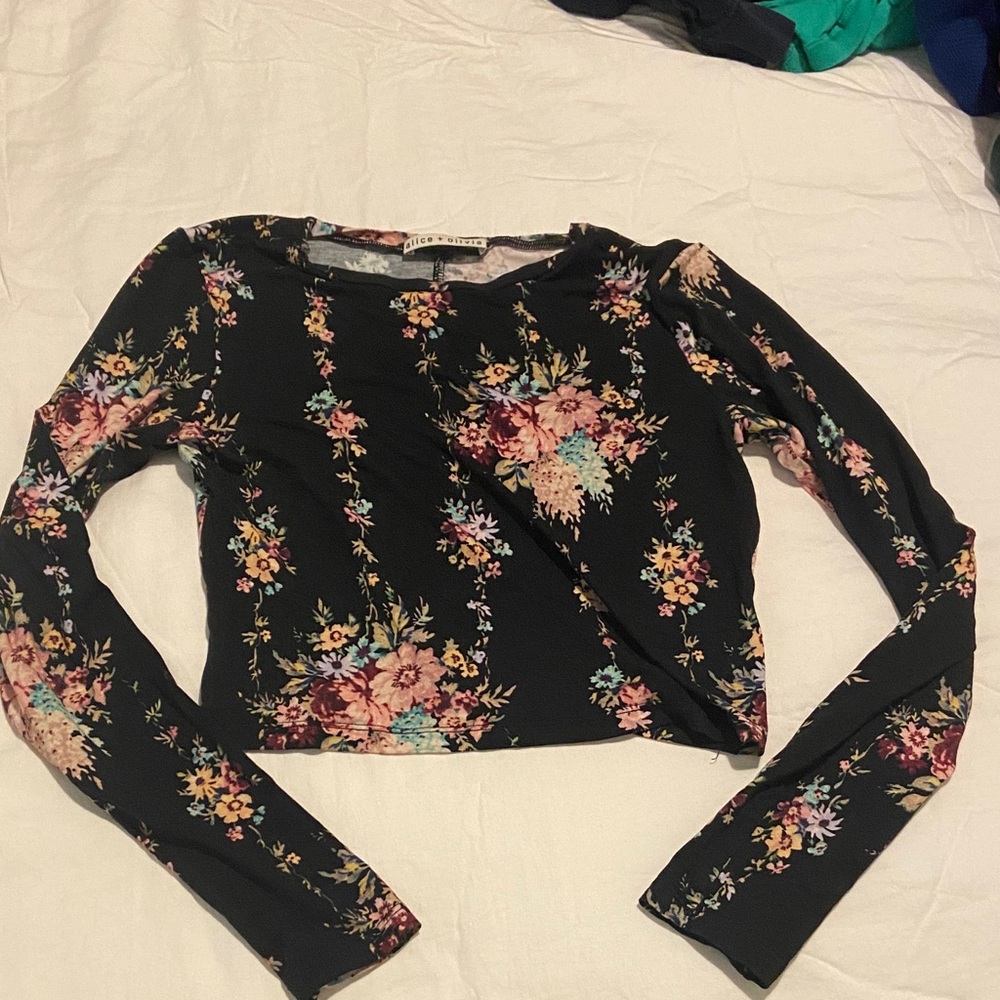 Floral Long Sleeve crop top - Alice + Olivia